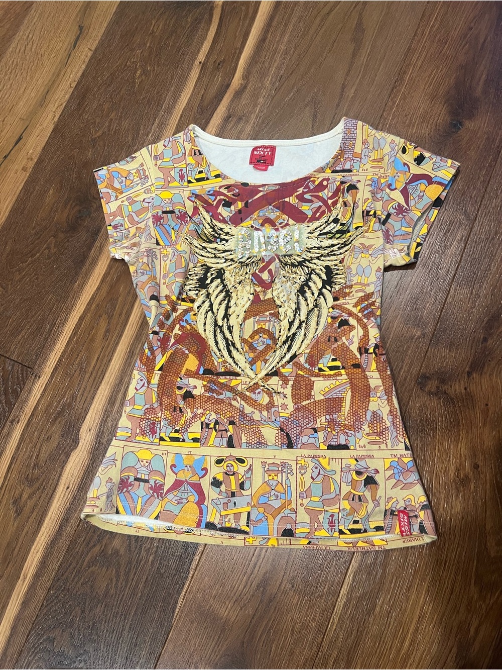 Miss Sixty Multicolor Wing Graphic Short Sleeve Tee